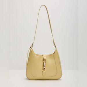 Vici Pale Yellow Leather Shoulder Bag with Gold Hardware